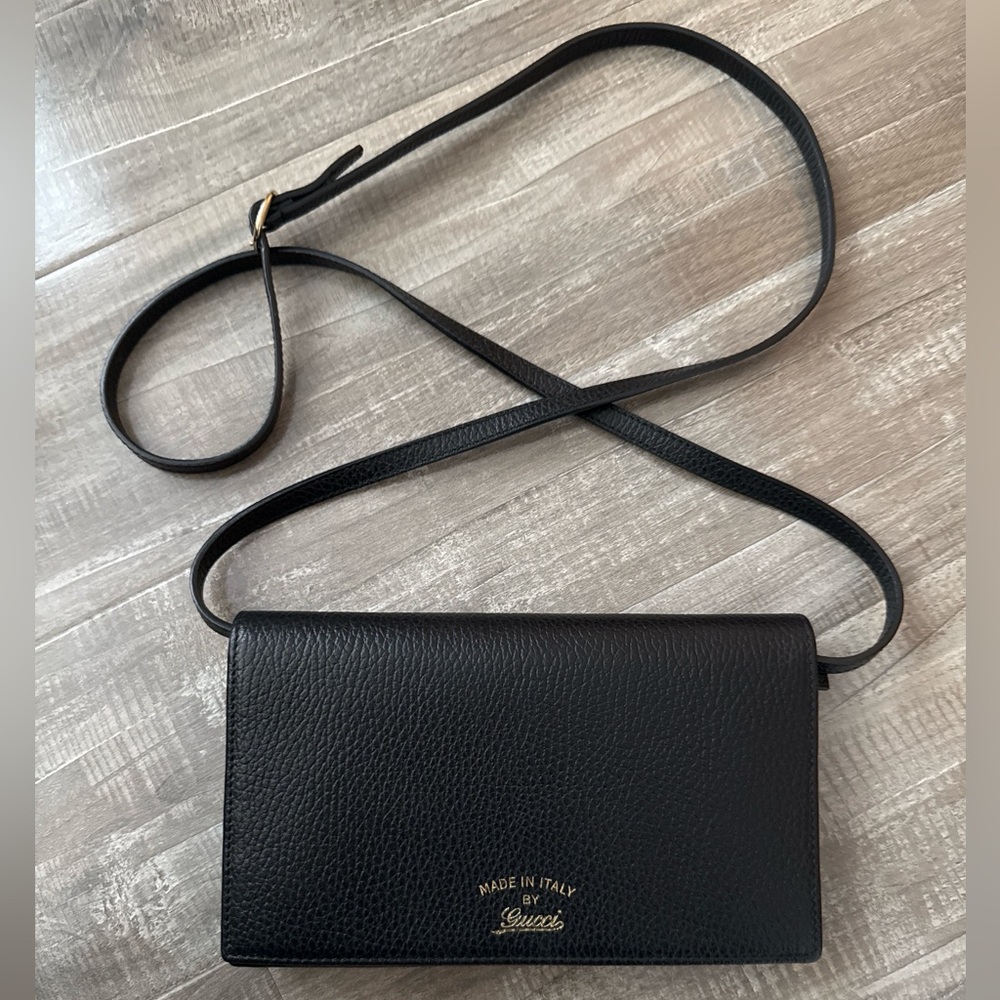 GUCCI Dollar Calfskin Mini Swing
Wallet Bag Black